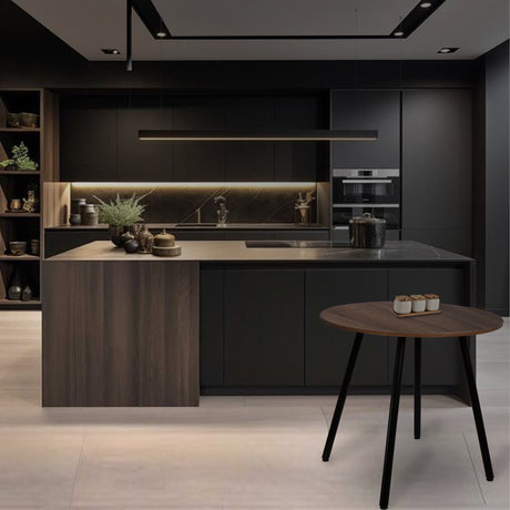 Comedor Circular Amaretto y Negro 80x75cm Sin Sillas para Cuatro Puestos - Comedores | Bylmo