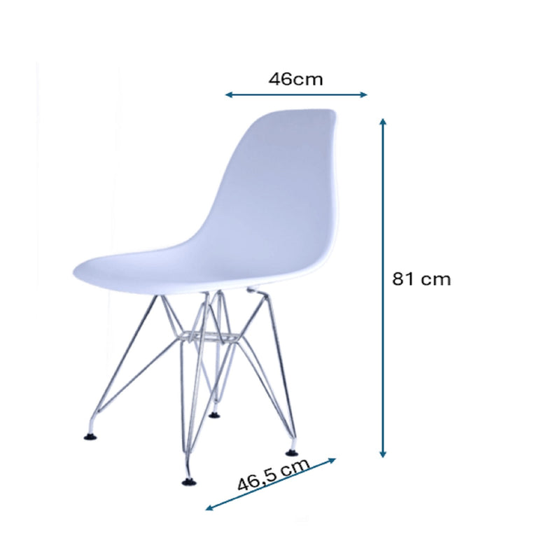 Combo Comedor Y Cuatro Sillas Circular Blanco Y Cromado 80x75cm Para Cuatro Puestos