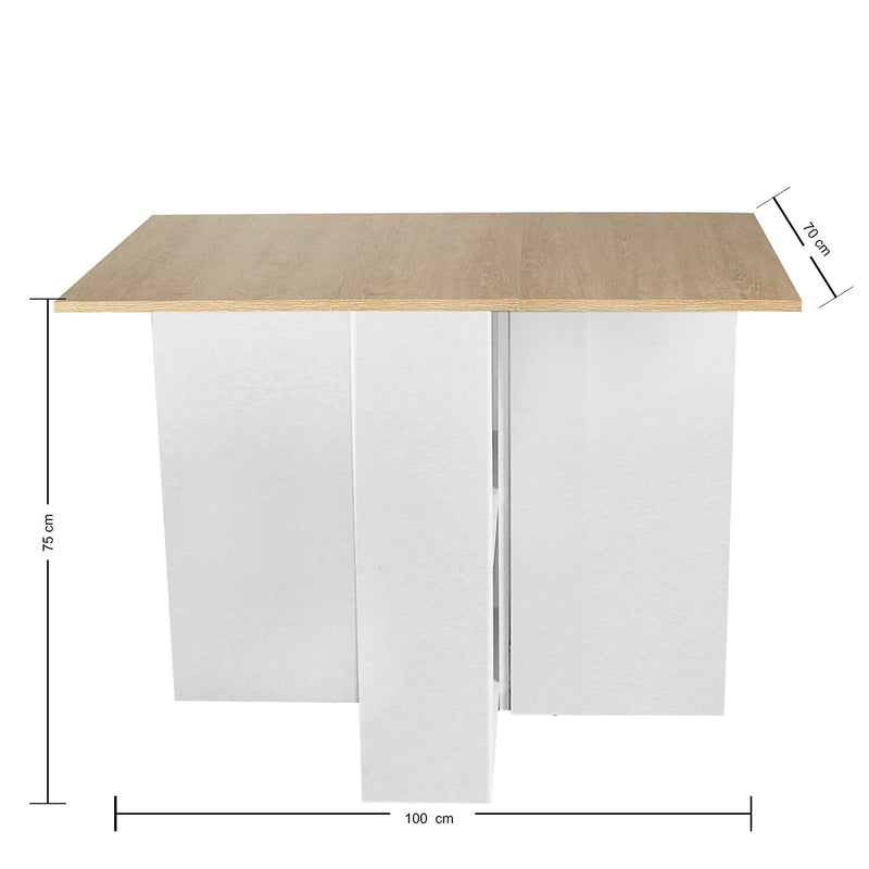 Comedor Rectangular Blanco Y Vienes 110x75cm Sin Sillas Para Cuatro Puestos