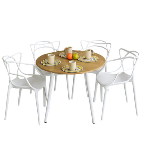 Combo Comedor y Cuatro Sillas Circular Blanco y Vienes 80x75cm para Cuatro Puestos - Comedores | Bylmo