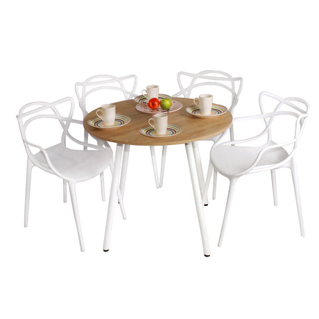 Combo Comedor y Cuatro Sillas Circular Blanco y Vienes 80x75cm para Cuatro Puestos - Comedores | Bylmo