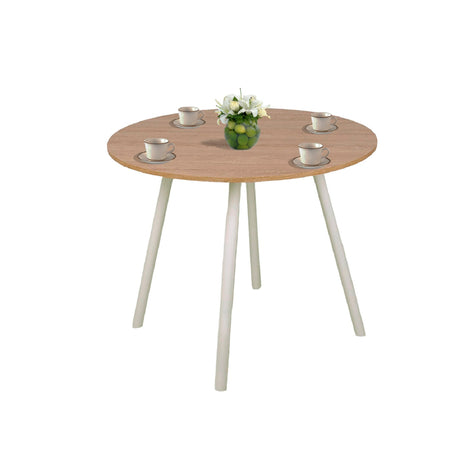 Combo Comedor y Cuatro Sillas Circular Blanco y Vienes 80x75cm para Cuatro Puestos - Comedores | Bylmo