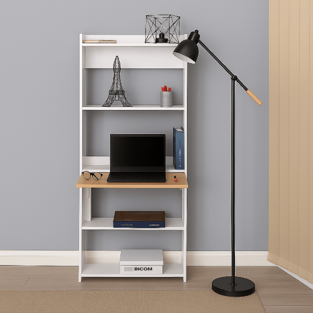 Escritorio Transformable Space Blanco y Vienes 64x160cm - Escritorios | Bylmo