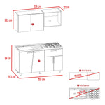 Cocina Emilia Wengue Y Miel 150x60cm Con Mesón Pozuelo Izquierdo Y Con Estufa