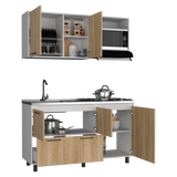 Cocina Pacific Fresno Europeo y Blanco 150x60cm Con Mesón Pozuelo Izquierdo y Con Estufa - Cocinas | Bylmo