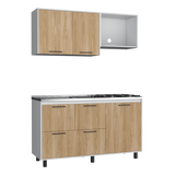 Cocina Pacific Fresno Europeo y Blanco 150x60cm Con Mesón Pozuelo Izquierdo y Con Estufa - Cocinas | Bylmo