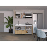 Cocina Pacific Fresno Europeo y Blanco 150x60cm Con Mesón Pozuelo Izquierdo y Con Estufa - Cocinas | Bylmo