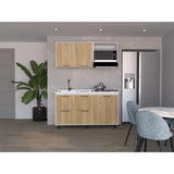 Cocina Pacific Fresno Europeo y Blanco 150x60cm Con Mesón Pozuelo Izquierdo y Con Estufa - Cocinas | Bylmo