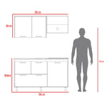 Cocina Pacific Fresno Europeo Y Blanco 150x60cm Con Mesón Pozuelo Izquierdo Y Con Estufa