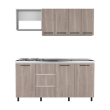 Cocina Erie Bardolino y Blanco 180x60cm Con Mesón Pozuelo Derecho y Con Estufa - Cocinas | Bylmo