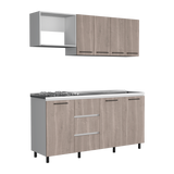 Cocina Erie Bardolino y Blanco 180x60cm Con Mesón Pozuelo Derecho y Con Estufa - Cocinas | Bylmo