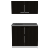 Cocina Napa Wengue y Blanco 100x49cm Con Mesón Pozuelo Izquierdo y Sin Estufa - Cocinas | Bylmo