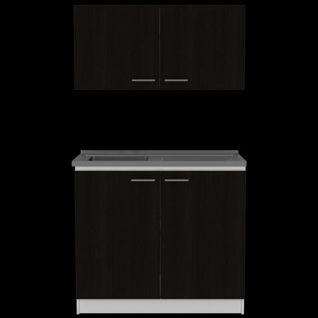 Cocina Napa Wengue y Blanco 100x49cm Con Mesón Pozuelo Izquierdo y Sin Estufa - Cocinas | Bylmo