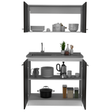 Cocina Napa Wengue y Blanco 100x49cm Con Mesón Pozuelo Izquierdo y Sin Estufa - Cocinas | Bylmo