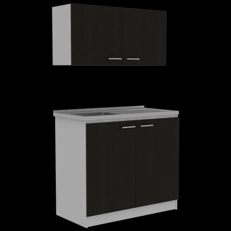 Cocina Napa Wengue y Blanco 100x49cm Con Mesón Pozuelo Izquierdo y Sin Estufa - Cocinas | Bylmo