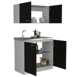 Cocina Napa Wengue y Blanco 100x49cm Con Mesón Pozuelo Izquierdo y Sin Estufa - Cocinas | Bylmo