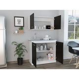 Cocina Napa Wengue y Blanco 100x49cm Con Mesón Pozuelo Izquierdo y Sin Estufa - Cocinas | Bylmo