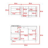 Cocina Maui Wengue y Fresno Europeo 150x60cm Con Mesón Pozuelo Derecho y Con Estufa - Cocinas | Bylmo