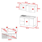 Cocina Maui Wengue y Fresno Europeo 150x60cm Con Mesón Pozuelo Derecho y Con Estufa - Cocinas | Bylmo