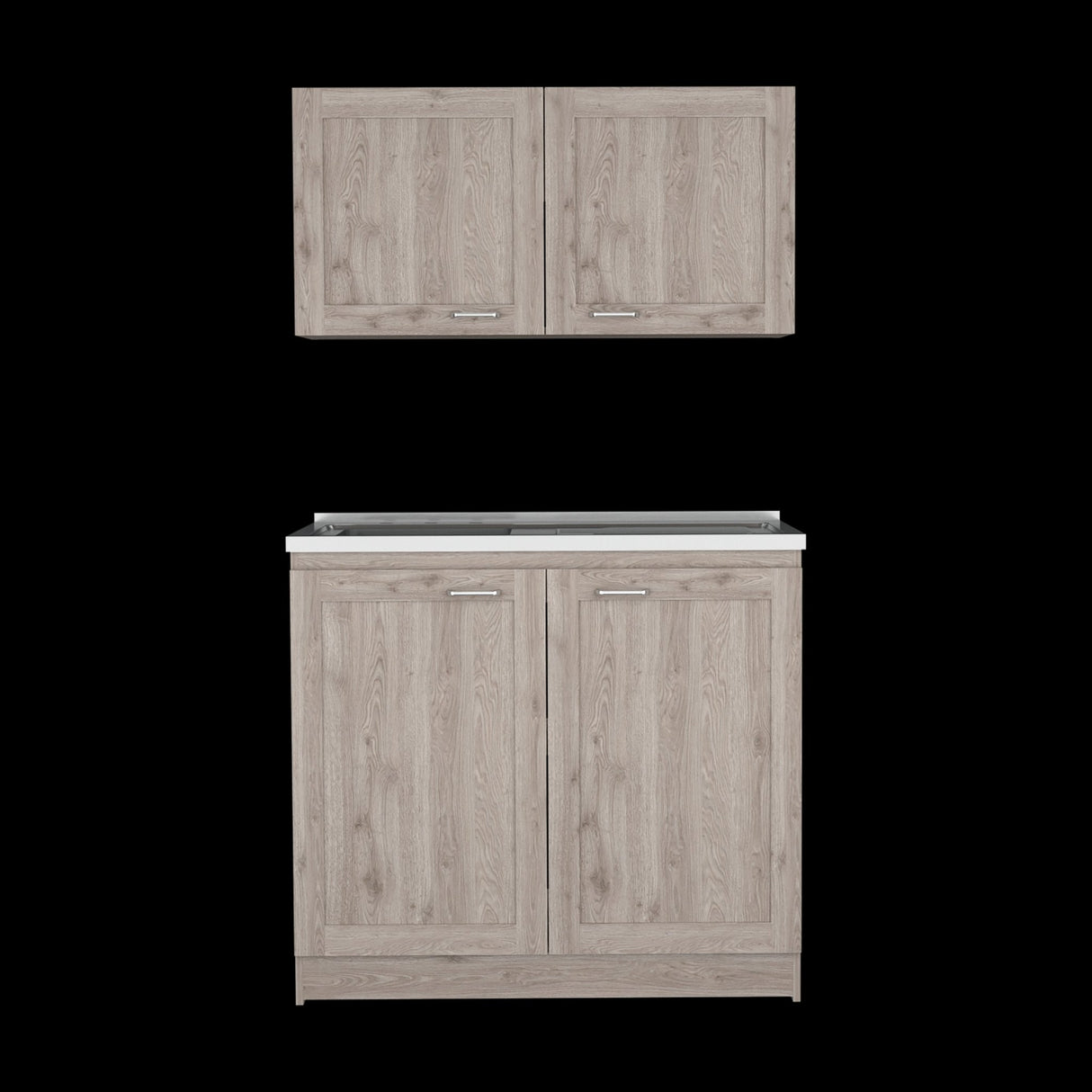 Cocina Zurich Ceniza 100x40cm Con Mesón Pozuelo Izquierdo y Sin Estufa - Cocinas | Bylmo