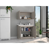 Cocina Zurich Ceniza 100x40cm Con Mesón Pozuelo Izquierdo y Sin Estufa - Cocinas | Bylmo