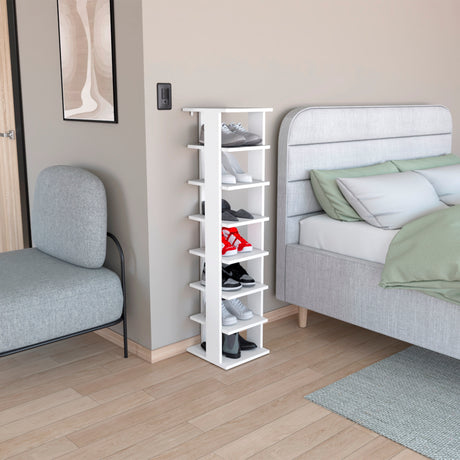 Zapatero Vertical Odesto Blanco 29.7x123.8cm de Siete Niveles - Zapateros | Bylmo