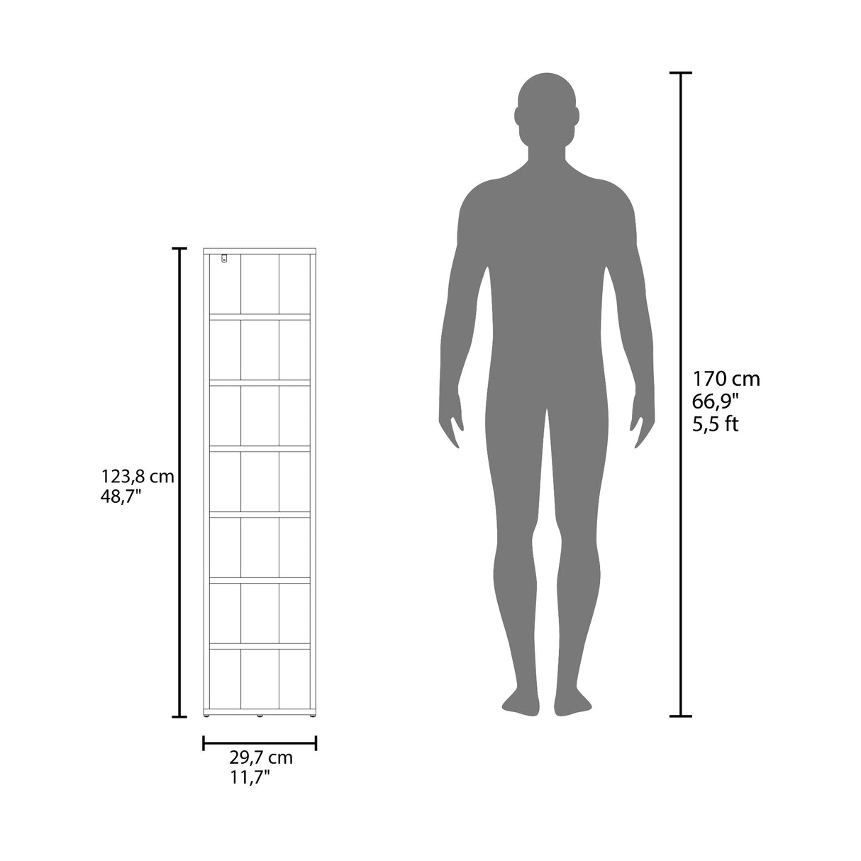 Zapatero Vertical Odesto Blanco 29.7x123.8cm de Siete Niveles - Zapateros | Bylmo
