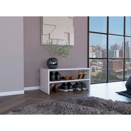 Zapatero Horizontal Silpa Blanco 72x34.9cm Apilable de Dos Niveles - Zapateros | Bylmo