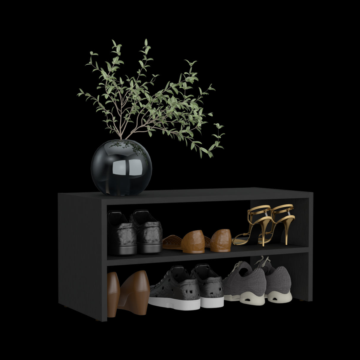 Zapatero Horizontal Silpa Wengue 72x34.9cm Apilable de Dos Niveles - Zapateros | Bylmo