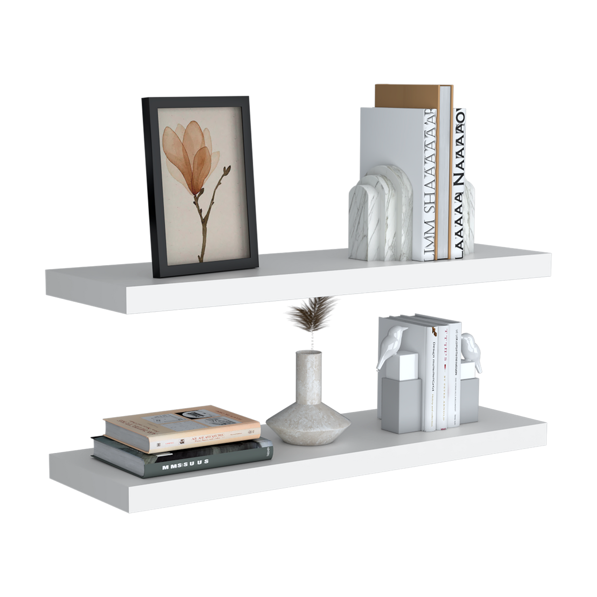 Set X 2 Repisas Rectangular Blanco 80x3.8cm Flotante - Repisas y Percheros | Bylmo