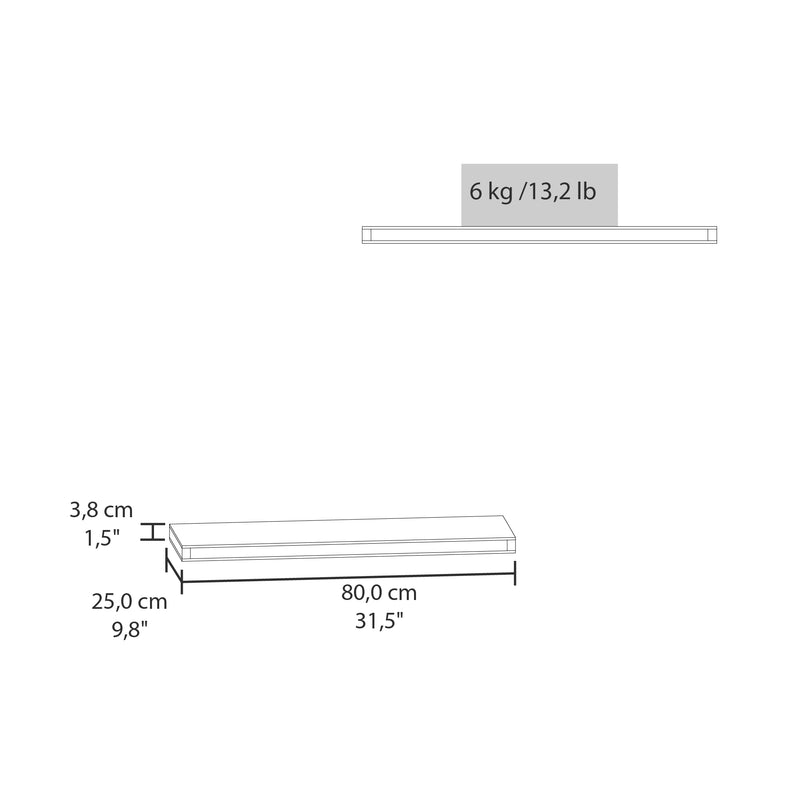 Set x 2 Repisas Rectangular Gales 80x3.8cm Flotante