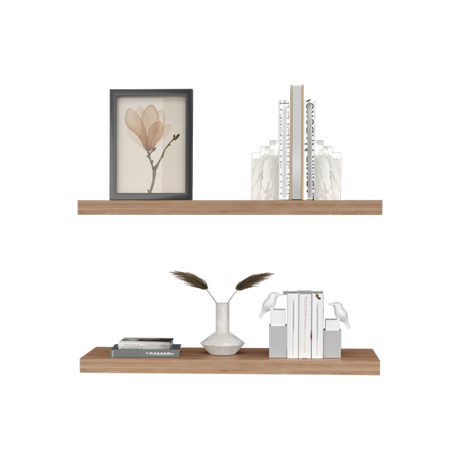 Set x 2 Repisas Rectangular Miel 80x3.8cm Flotante - Repisas y Percheros | Bylmo