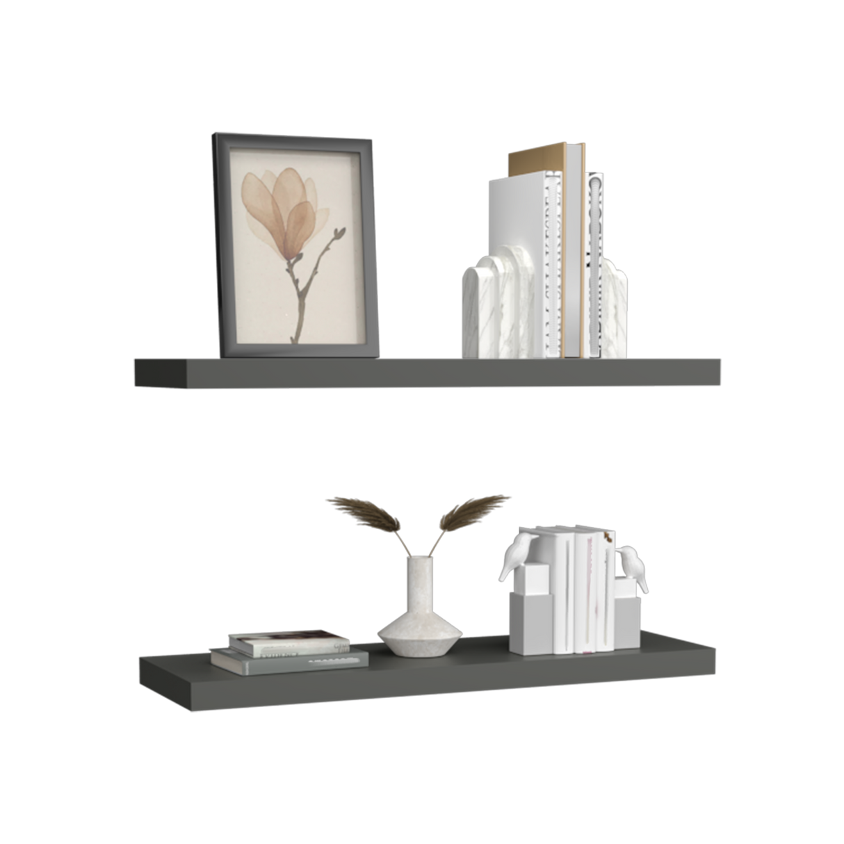 Set x 2 Repisas Rectangular Plomo 80x3.8cm Flotante - Repisas y Percheros | Bylmo