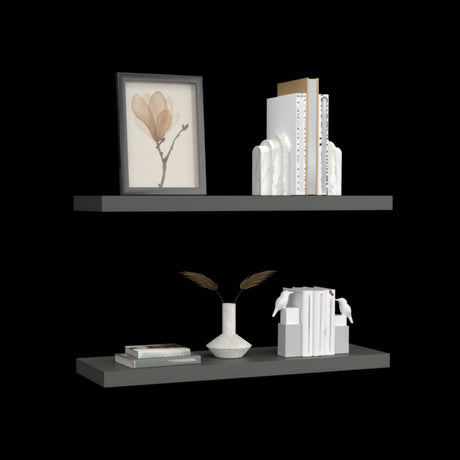 Set x 2 Repisas Rectangular Plomo 80x3.8cm Flotante - Repisas y Percheros | Bylmo