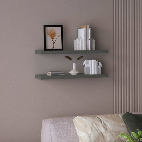 Set x 2 Repisas Rectangular Plomo 80x3.8cm Flotante - Repisas y Percheros | Bylmo