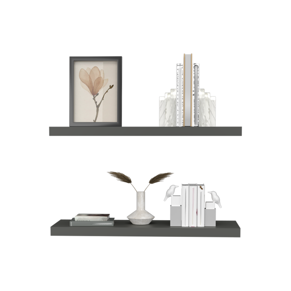 Set x 2 Repisas Rectangular Plomo 80x3.8cm Flotante - Repisas y Percheros | Bylmo