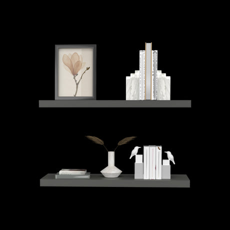 Set x 2 Repisas Rectangular Plomo 80x3.8cm Flotante - Repisas y Percheros | Bylmo