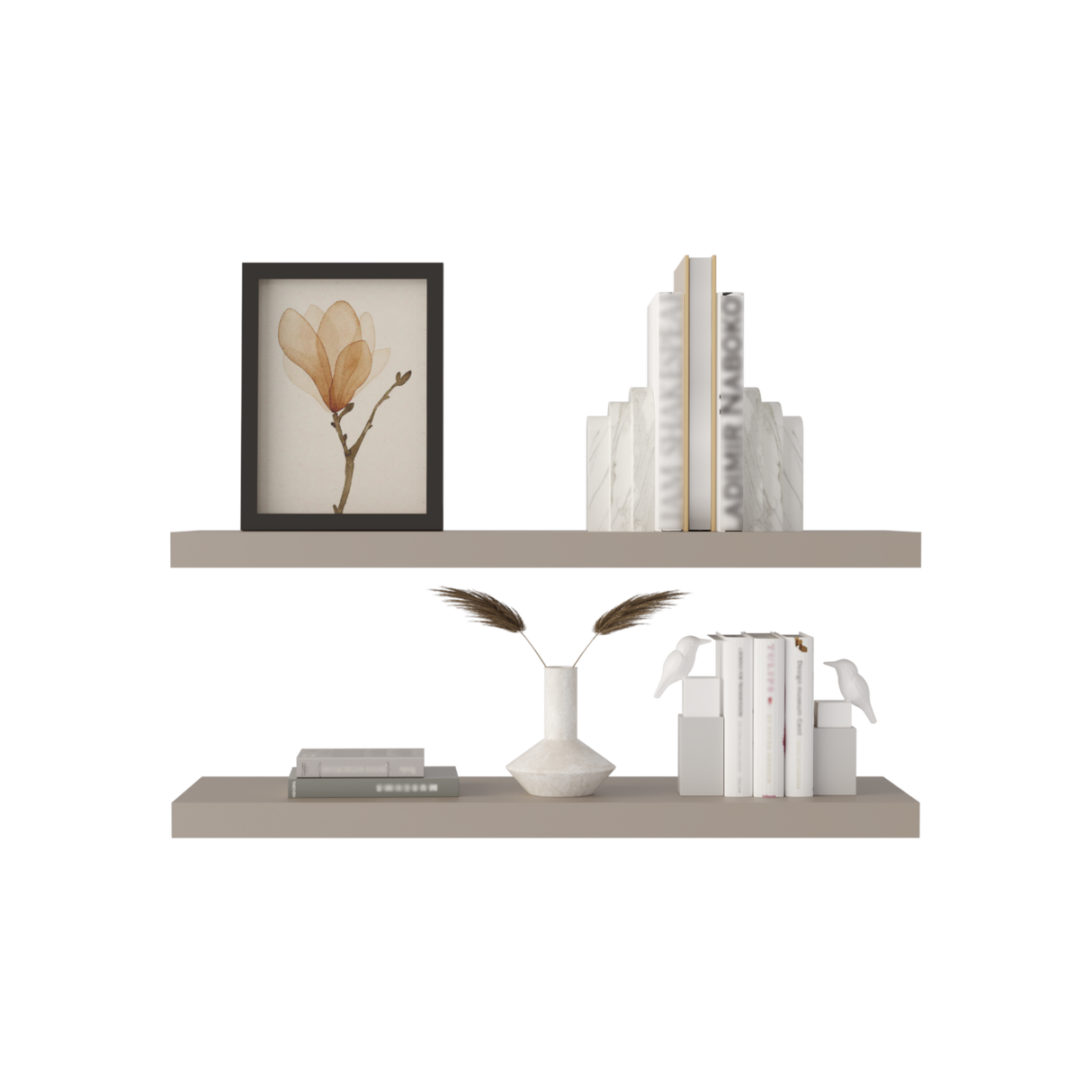 Set x 2 Repisas Rectangular Taupe 80x3.8cm Flotante - Repisas y Percheros | Bylmo