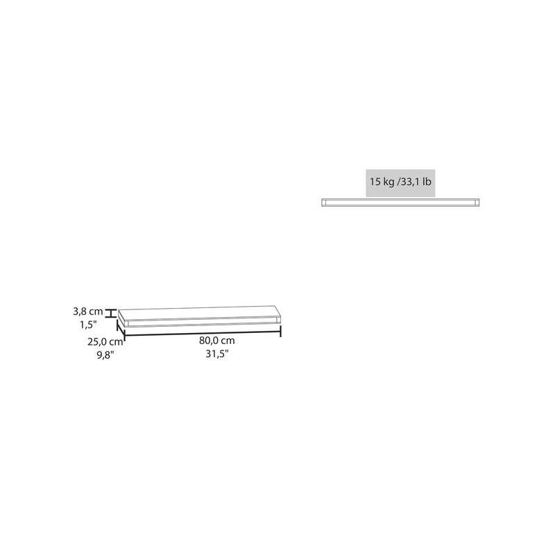 Set x 2 Repisas Rectangular Wengue 80x3.8cm Flotante