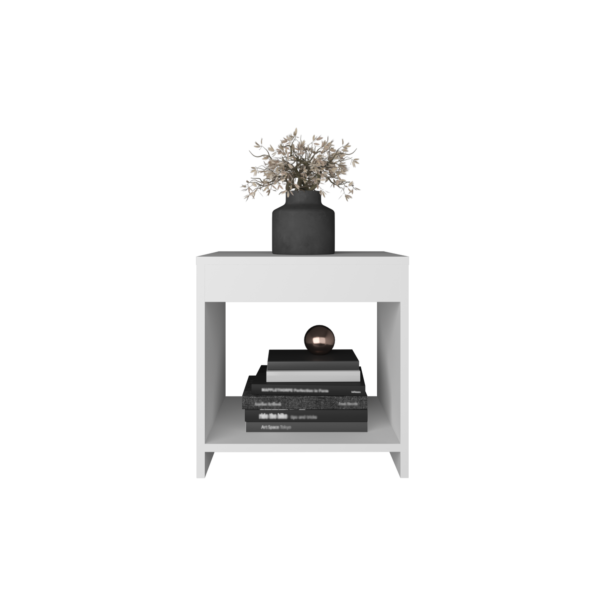 Mesa de Noche Chroma Blanco 40x42.1cm Con Compartimiento - Mesas de Noche | Bylmo