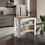 Isla de Cocina Cala Gales y Blanco 103x90cm Con Tres Entrepaños y Patas - Barras y Muebles Auxiliares | Bylmo