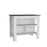 Isla de Cocina Cala Plomo y Blanco 103x90cm Con Tres Entrepaños y Patas - Barras y Muebles Auxiliares | Bylmo
