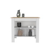 Isla de Cocina Cala Rovere y Blanco 103x90cm Con Tres Entrepaños y Patas