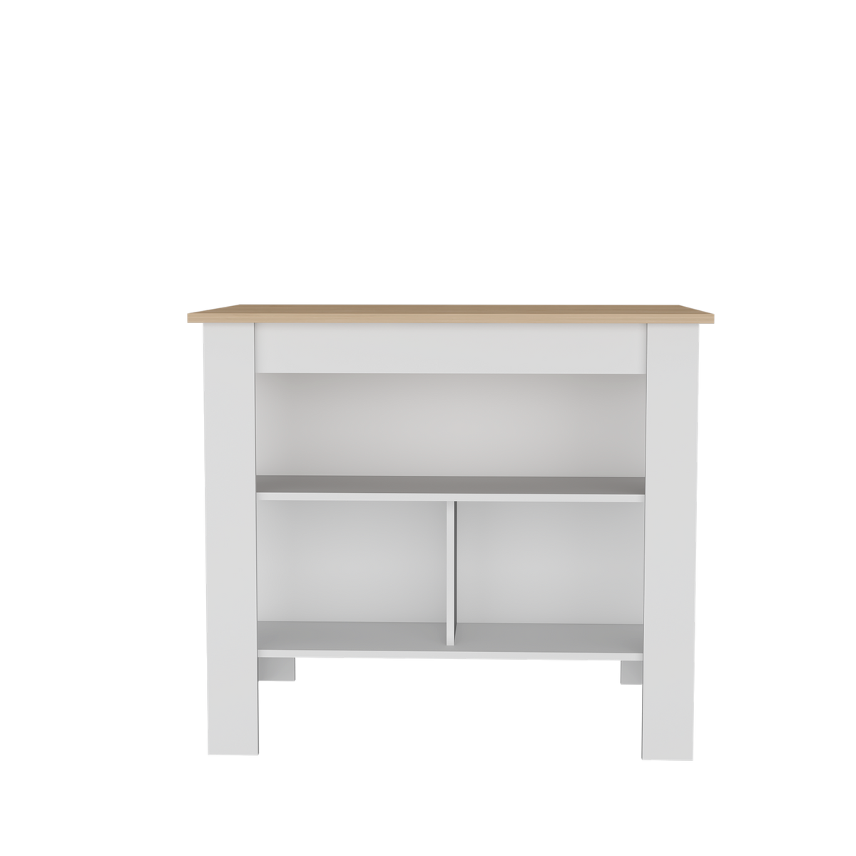 Isla de Cocina Cala Rovere y Blanco 103x90cm Con Tres Entrepaños y Patas