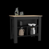 Isla de Cocina Cala Rovere y Wengue 103x90cm Con Tres Entrepaños y Patas - Barras y Muebles Auxiliares | Bylmo