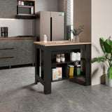 Isla de Cocina Cala Rovere y Wengue 103x90cm Con Tres Entrepaños y Patas - Barras y Muebles Auxiliares | Bylmo