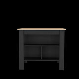 Isla de Cocina Cala Rovere y Wengue 103x90cm Con Tres Entrepaños y Patas - Barras y Muebles Auxiliares | Bylmo