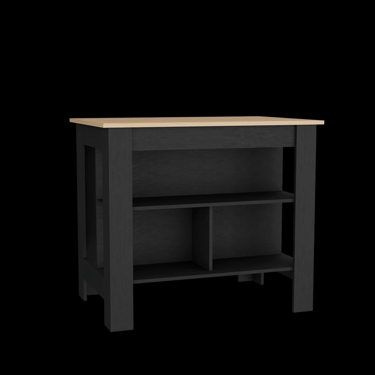 Isla de Cocina Cala Rovere y Wengue 103x90cm Con Tres Entrepaños y Patas - Barras y Muebles Auxiliares | Bylmo