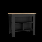 Isla de Cocina Cala Rovere y Wengue 103x90cm Con Tres Entrepaños y Patas - Barras y Muebles Auxiliares | Bylmo