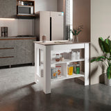 Isla de Cocina Cala Taupe y Blanco 103x90cm Con Tres Entrepaños y Patas - Barras y Muebles Auxiliares | Bylmo